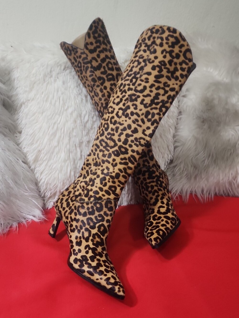 Steve Madden Leyna Leopard-Print Over-the-Knee Boots - Tan/Black